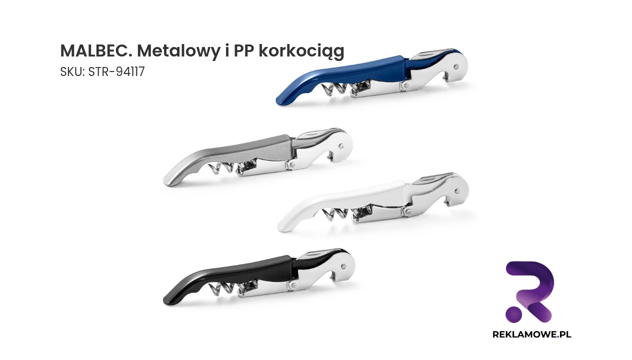 Korkociąg MALBEC wykonany z metalu i polipropylenu