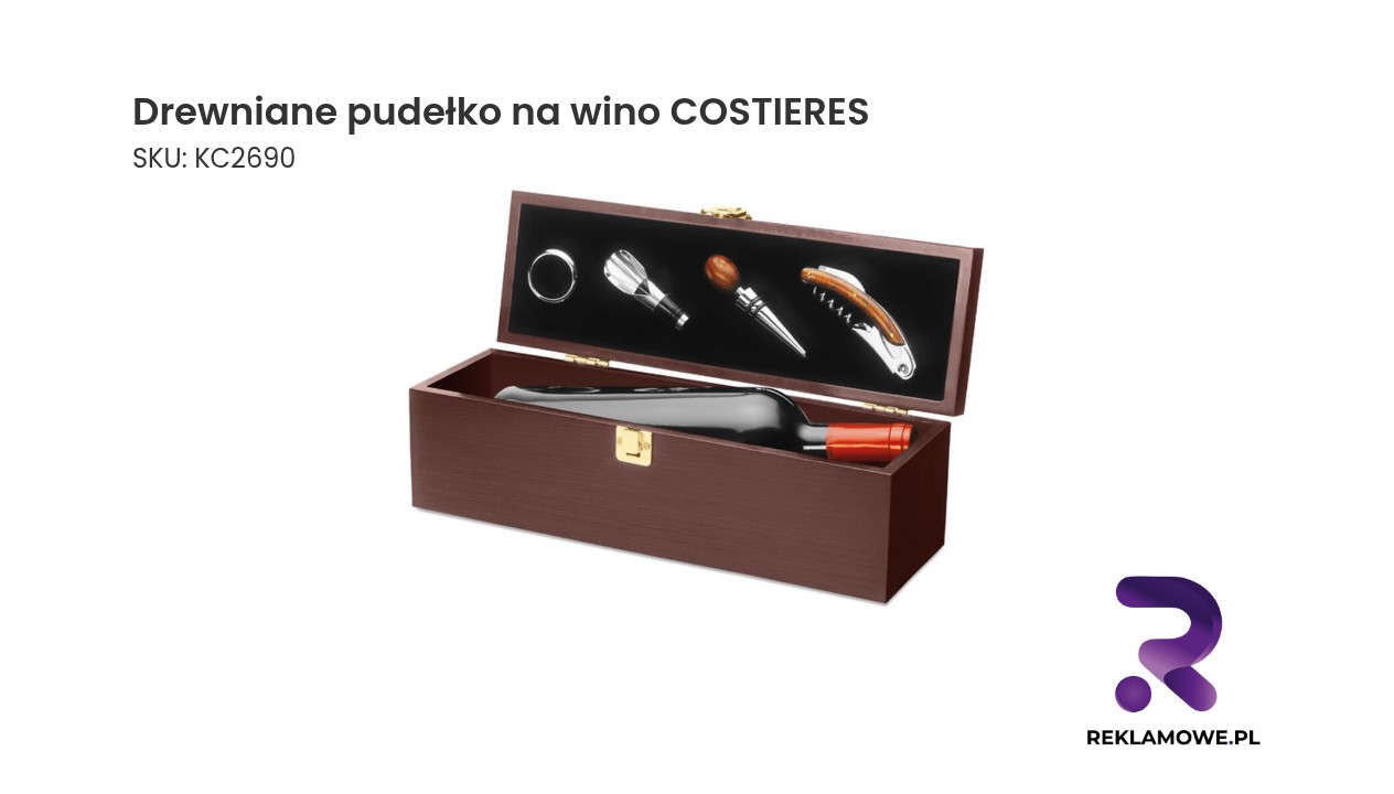 Drewniane pudełko na wino COSTIERES - eleganckie opakowanie na butelkę wina