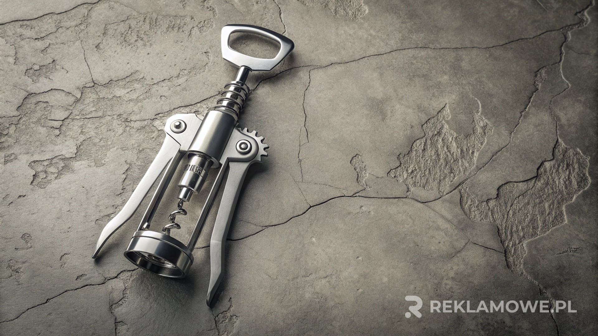 Korkociąg reklamowy na tle stołu