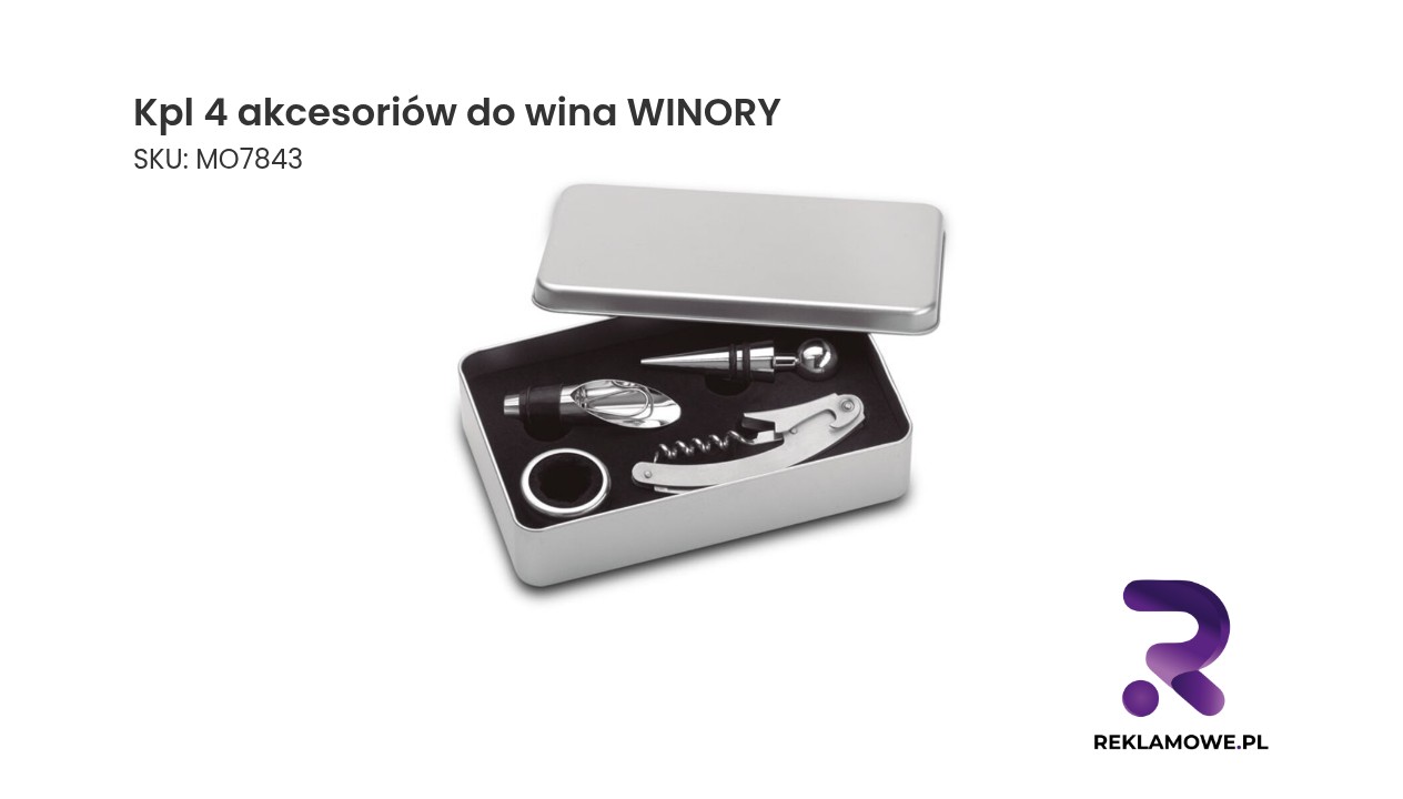 Kpl 4 akcesoriów do wina WINORY Komplet 4 akcesoriów do wina WINORY – zestaw do otwierania i serwowania wina
