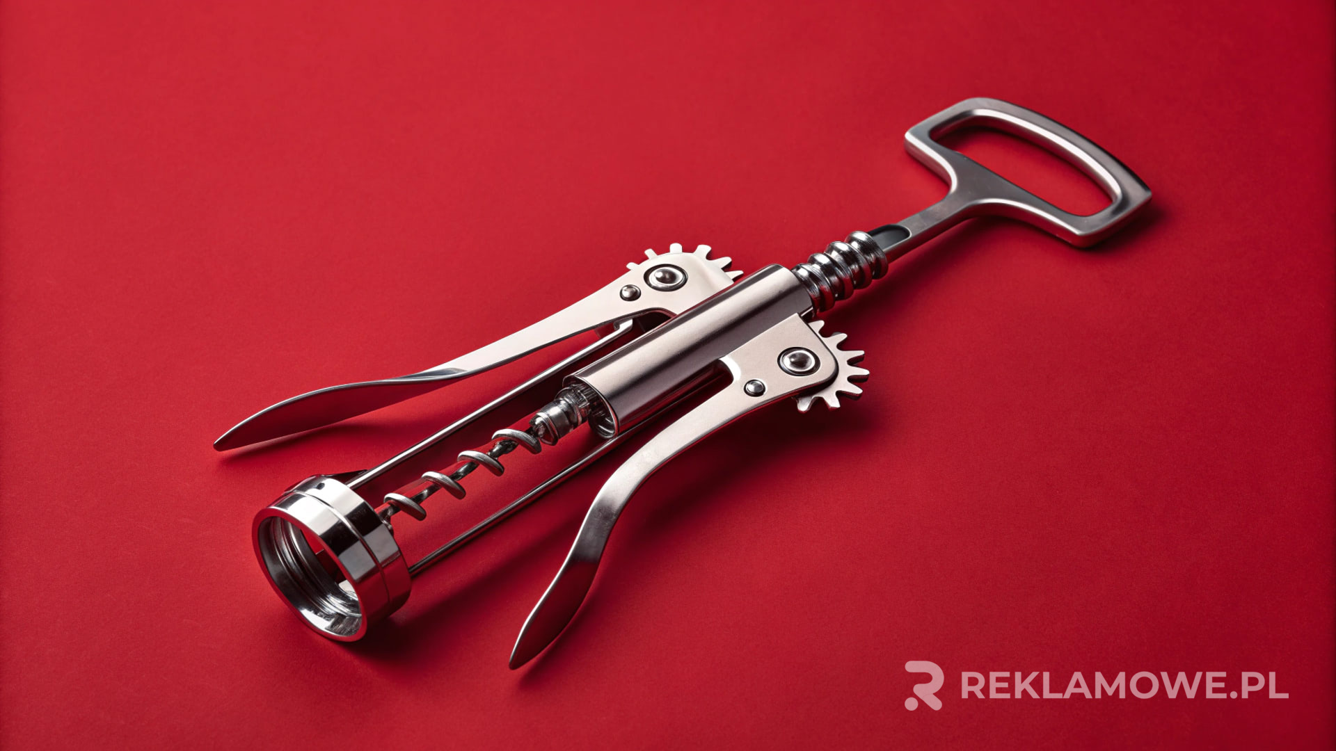 Korkociąg na stole z elementami reklamowymi