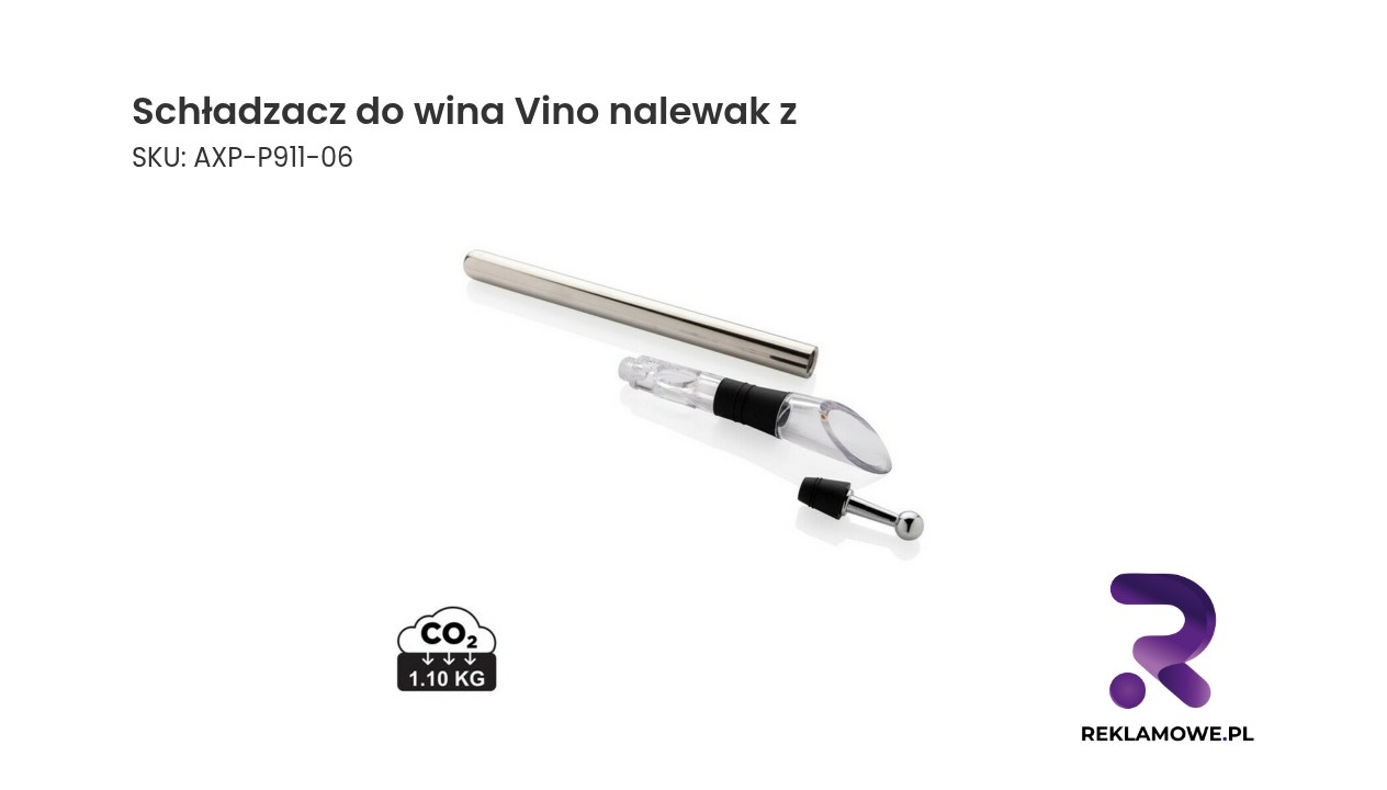 Schładzacz do wina Vino, nalewak z aeratorem Schładzacz do wina Vino z nalewakiem – praktyczny akcesorium do chłodzenia i wygodnego nalewania wina