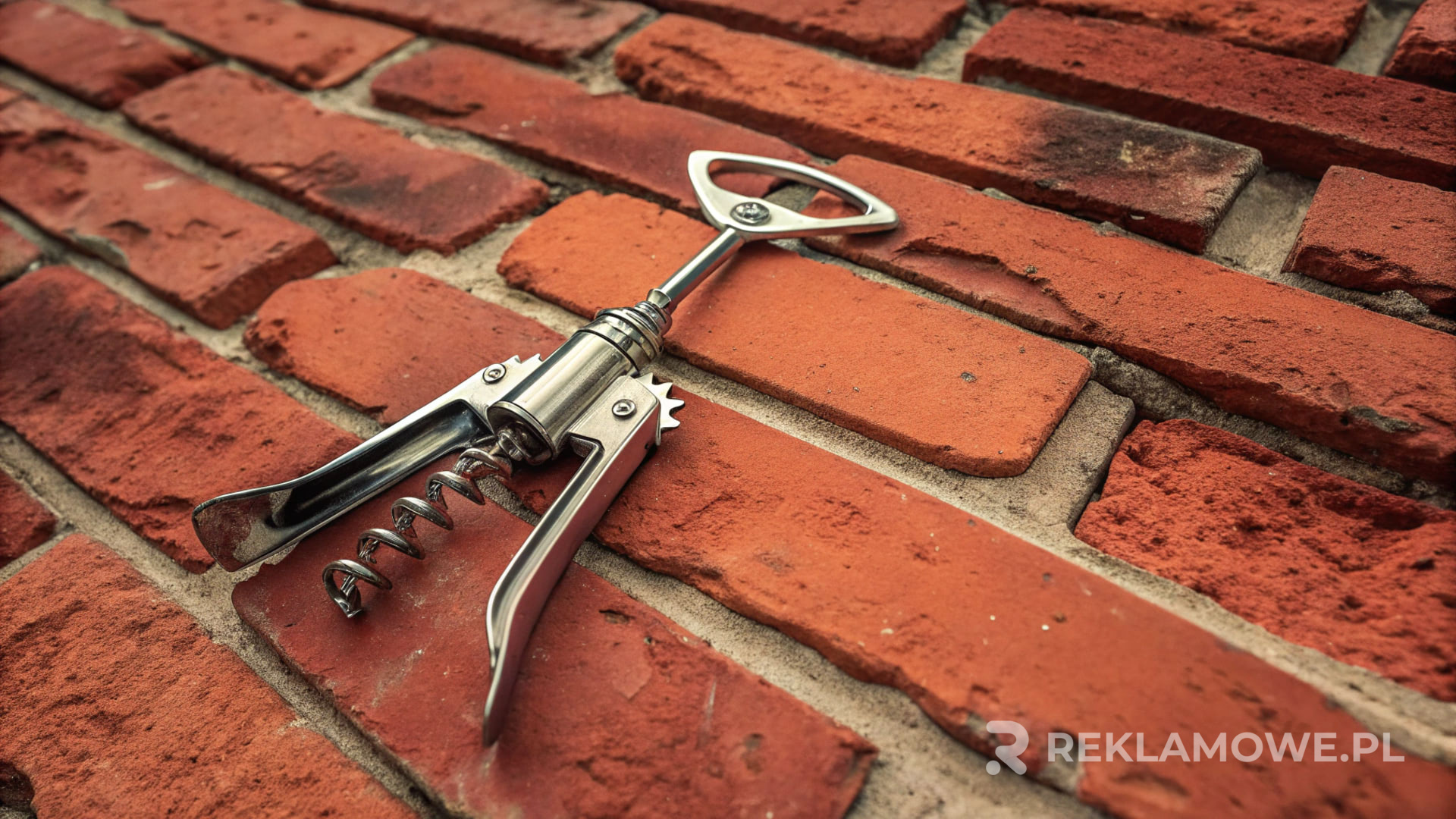 Korkociąg nowoczesnego designu na tle reklamy