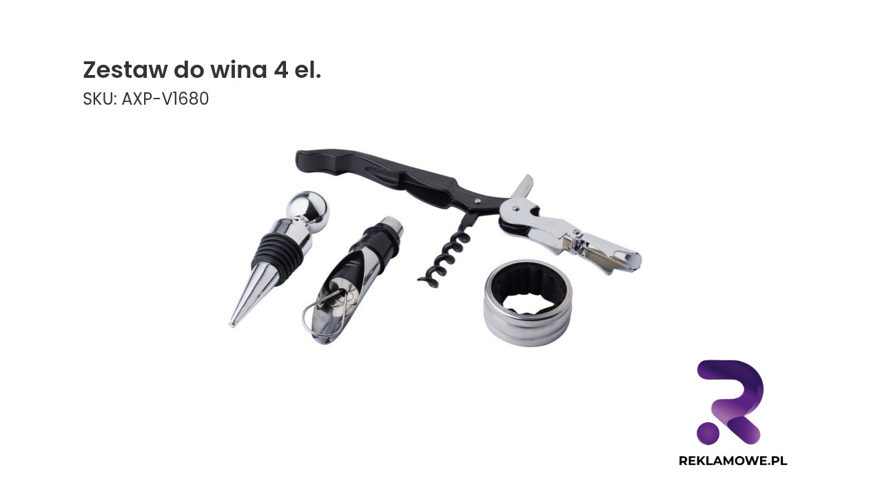 Zestaw do wina, 4 el. Zestaw do wina 4 elementy – elegancki komplet akcesoriów do wina